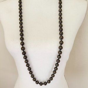 Dominique Cohen Long Black Ball Bead Necklace Signed Dom. 43 Inch